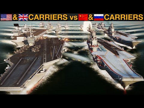 US/UK Carrier Group vs China/Russia Carrier Group (Naval Battle Vid 32) | DCS WORLD