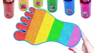 Satisfying Video Diy How To Make Rainbow Slime Foot With Mixing Glitter From Mini Bathtub Asmr