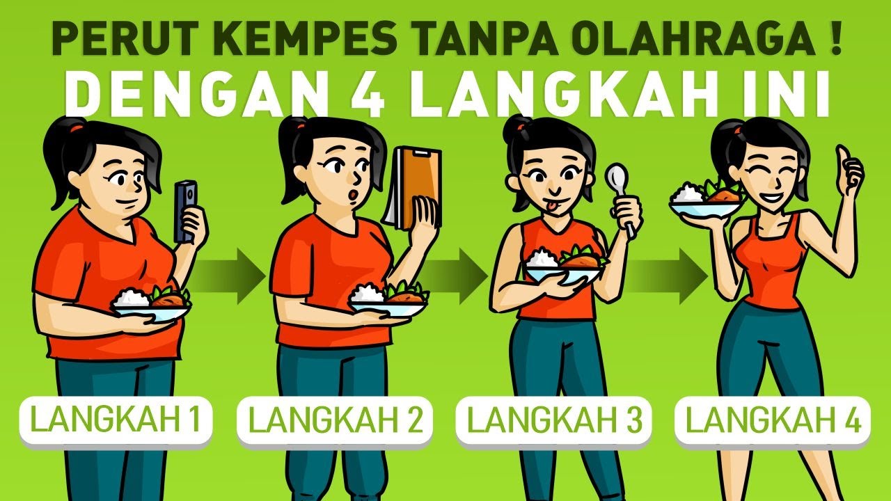 4 LANGKAH MENGECILKAN PERUT BUNCIT | CARA MENURUNKAN BERAT BADAN TANPA OLAHRAGA | TIPS DIET SEHAT