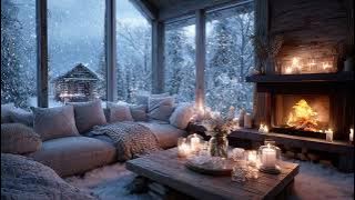 🕯️ 3 Hours Gentle Piano in Cozy Room | Fireplace and Snow Outside | Calm Meditation Relax Motivation
