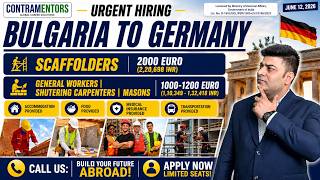 Urgent Hiring! Bulgaria to Germany Construction Jobs 2026 | Salary Up to ₹2.2 Lakh/Month