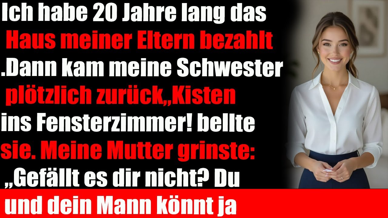 Als meine Schwester in das Familienhaus einzog, das ich bezahlt hatte, sagten meine Eltern