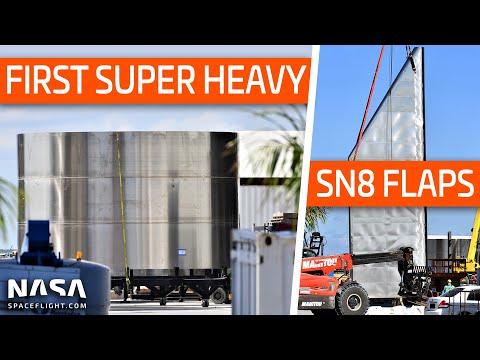 SpaceX Boca Chica - First Super Heavy Booster Parts - SN8 Flaps Installed