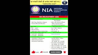 🔥 NIA Recruitment 2026 | Apply Fast – UDC, LDC, Assistant, Officer Jobs 🚨| New vacancy 2026 |#shorts