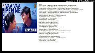 Video thumbnail of "Uriyadi 2 Va Va penne Karaoke"