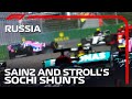 Carlos Sainz & Lance Stroll Both Crash on Lap 1 | 2020 Russian Grand Prix