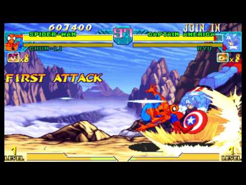 Marvel vs Capcom 1 ( Arcade ) - Chun-li / Spider-man Playthrough ( June 20, 2017 )
