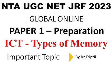 Secondary Memory In Computer| ICT |Most Important Topic | NTA UGC NET JRF  Paper 1 | Dr Triptii