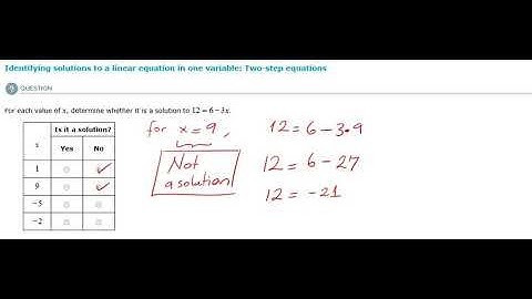 Identifying solutions to a linear equation in one variable : Two step equations