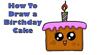 How To Draw A Cute Birthday Cake / Как нарисовать милый торт