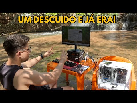 MONTEI UM SETUP OMPLETO NO MEIO DE UMA CACHOEIRA (INSANO)