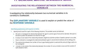 YR11GEN BIVARIATE DATA 1 Ex7B Scattterplots