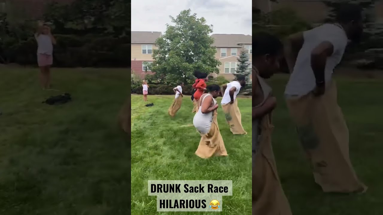 Drunk Sack Race HILARIOUS 😂  KENNY FALLS!