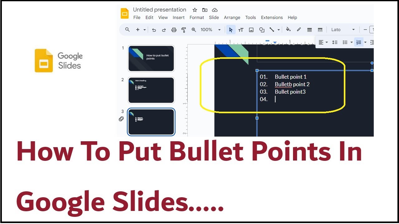 How To Put Bullet Points In Google Slides - YouTube