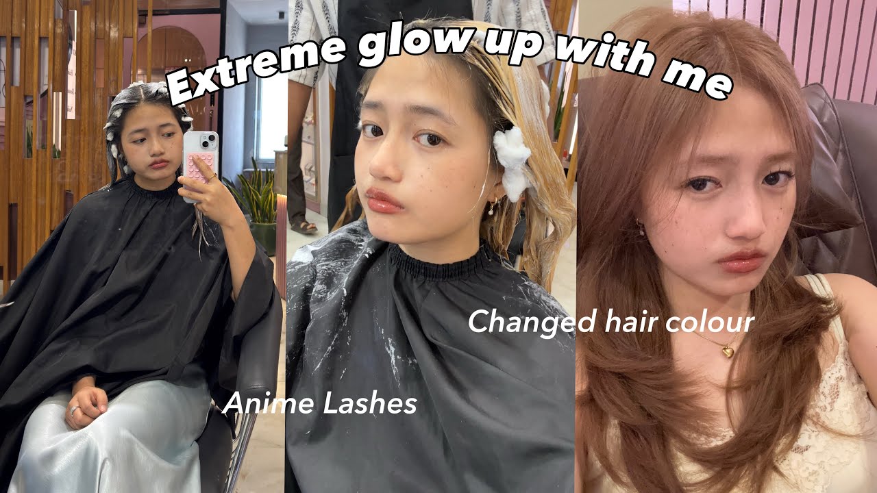 Glow up vlog | changed my hair colour , nails , anime lashes and more ...