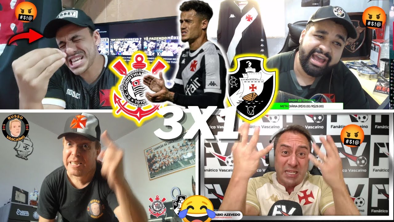 REAÇÕES VASCAINAS AMASSADOS E TRISTEZA TOTAL- CORINTHIANS 3X1 VASCO- BRASILEIRÃO 2024- VAMOS RIR KKK