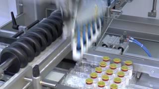 Cam Cartoning Line For Pharmaceutical Glass Bottles In Tray