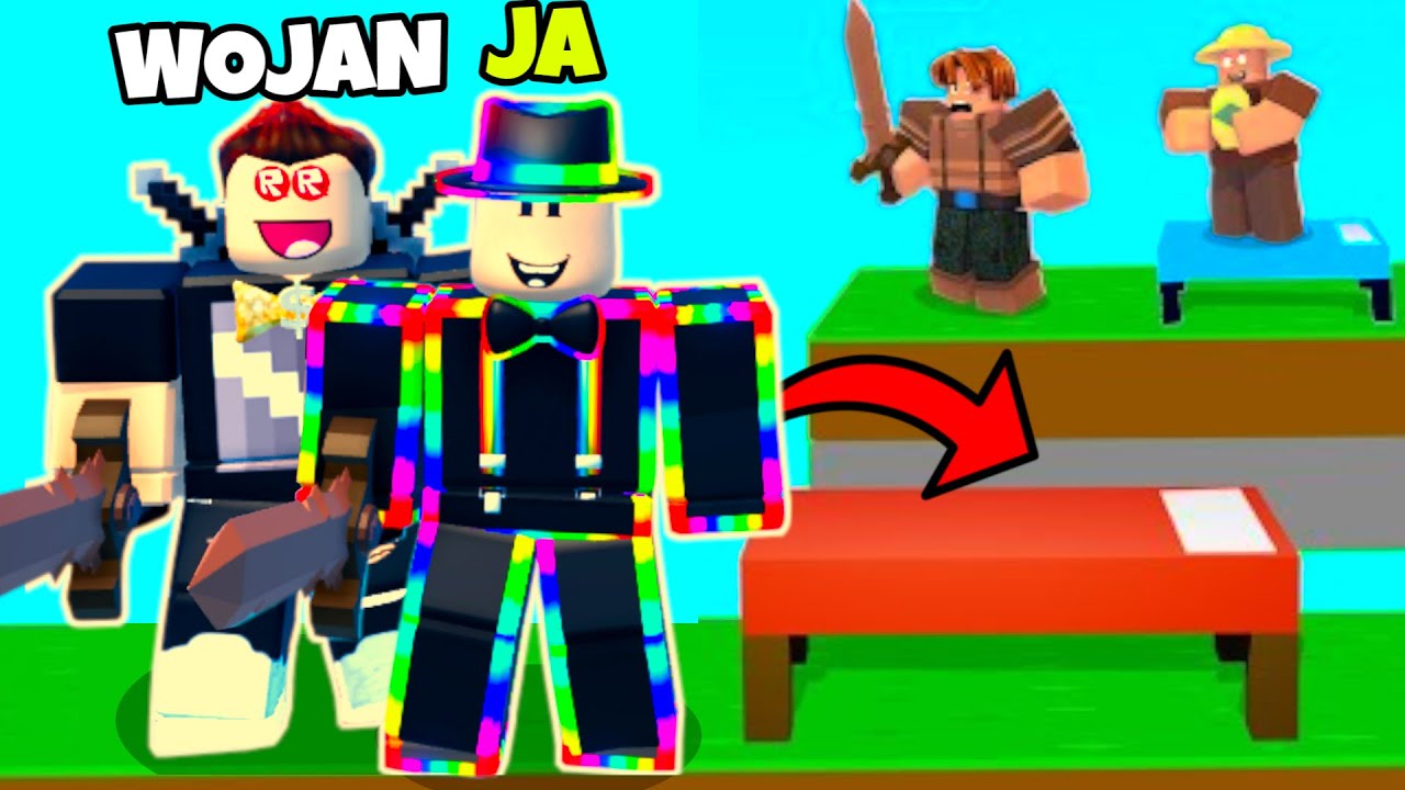 MÓJ PIERWSZY RAZ z WOJANEM na BED WARS w ROBLOX!