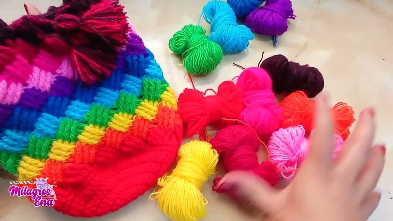 Como tejer una Mochila, Bolso de mano o Bolso colgante N°10 a crochet paso a paso con sobras de lana