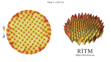 Vortex-antivortex crystal generated by spin-polarized current