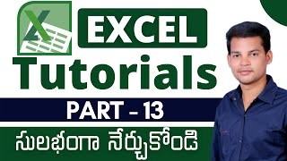 Ms Excel in Telugu Part 13  || Learn Excel  Basics || Microsoft Excel Tutorials
