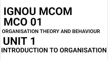 MCO 01 | IGNOU MCOM | UNIT 1