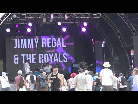 Sonny Simons on the drums for Jimmy Regal and The Royals performing on the Bob Hokum Stage