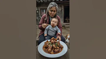 Cute Chubby Boy Eats Giant Stew With Grandma Mukbang Baby Cute Funny Shorts Eating 