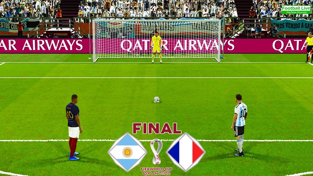 Argentina vs France - Penalty Shootout Final FIFA World Cup 2022 Mbappe vs Messi PES Gameplay