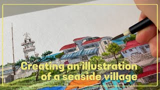 바닷가 마을 그리기🎨Drawing a Seaside Village ✧강릉, 주문진