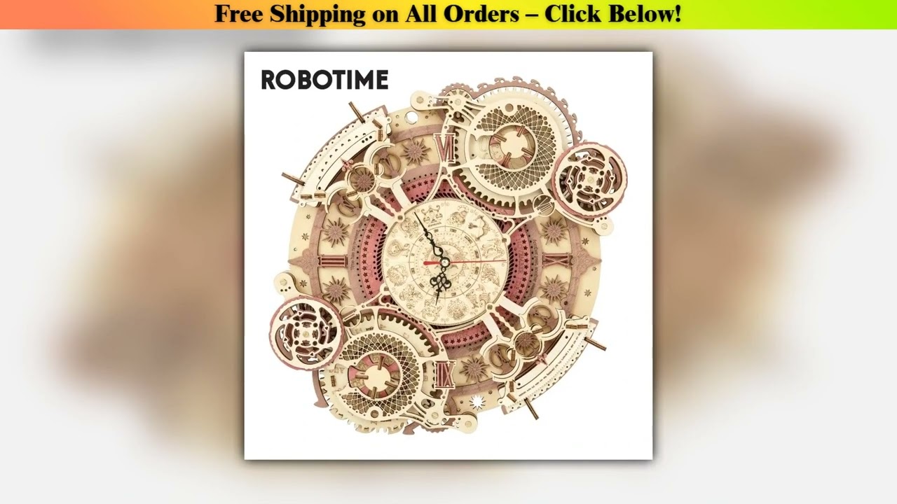 Robotime Zodiac Wall Clock TIME ART 3D Wooden Puzzle Model Building Block Kits DIY Gift for Childre