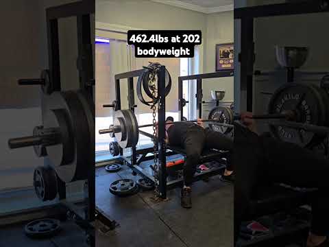 462.4 Bench Press at 202lbs bodyweight. 50lb stiff bar with 2.4lb intek clips. #benchpress #fitness