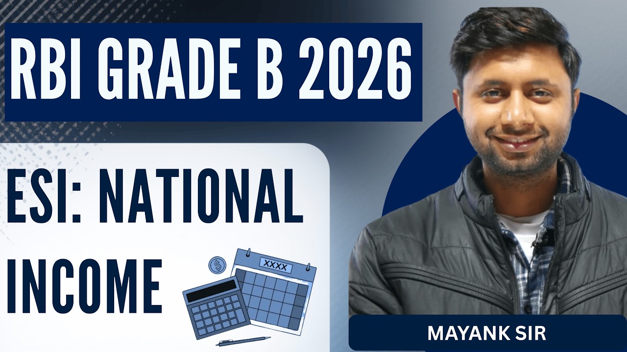 RBI Grade B 2026 | ESI Live Lecture - 06 | National Income - 3 | Complete Playlist