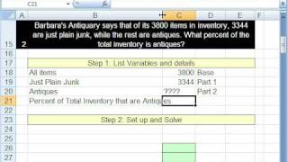 Excel Busn Math 28: Solve For Rate in Percent Formula