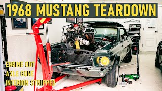 ENGINE REMOVAL AND DAMAGE IS FOUND!!! - 1968 Mustang stripped down to bare chassis