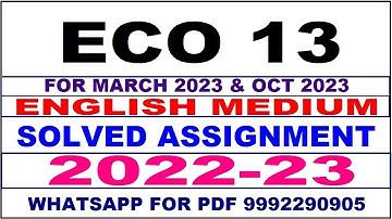 eco 13 solved assignment 2022-23 in english | eco 13 solved assignment 2022-23 | eco 13 2023