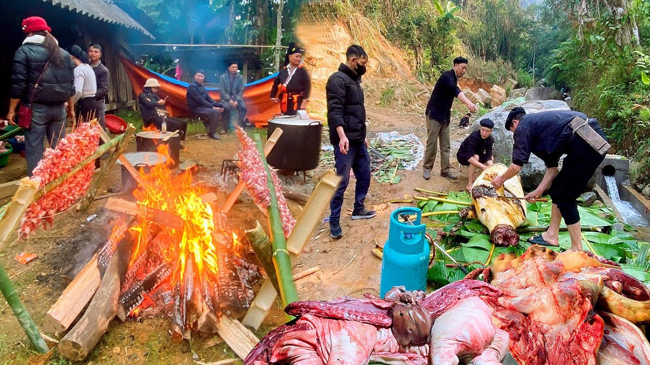 1 TRÂU 1 BÒ 6 LỢN BẢN, CHUẨN BỊ GẦN 200 MÂM CỖ CƯỚI NGƯỜI DAO ĐỎ KHE VÁC