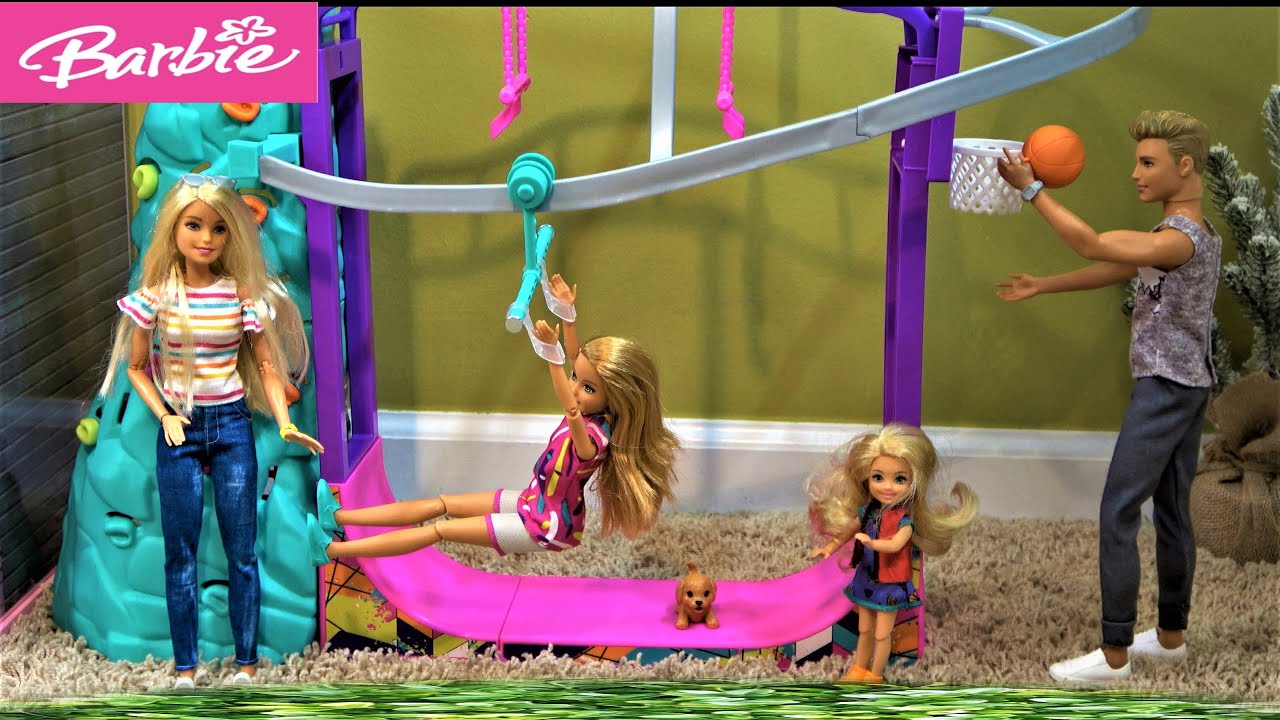Barbie Rides Ken Barbie and Ken Story: Ken Makes Fun Sport Playground with Skate Board ...