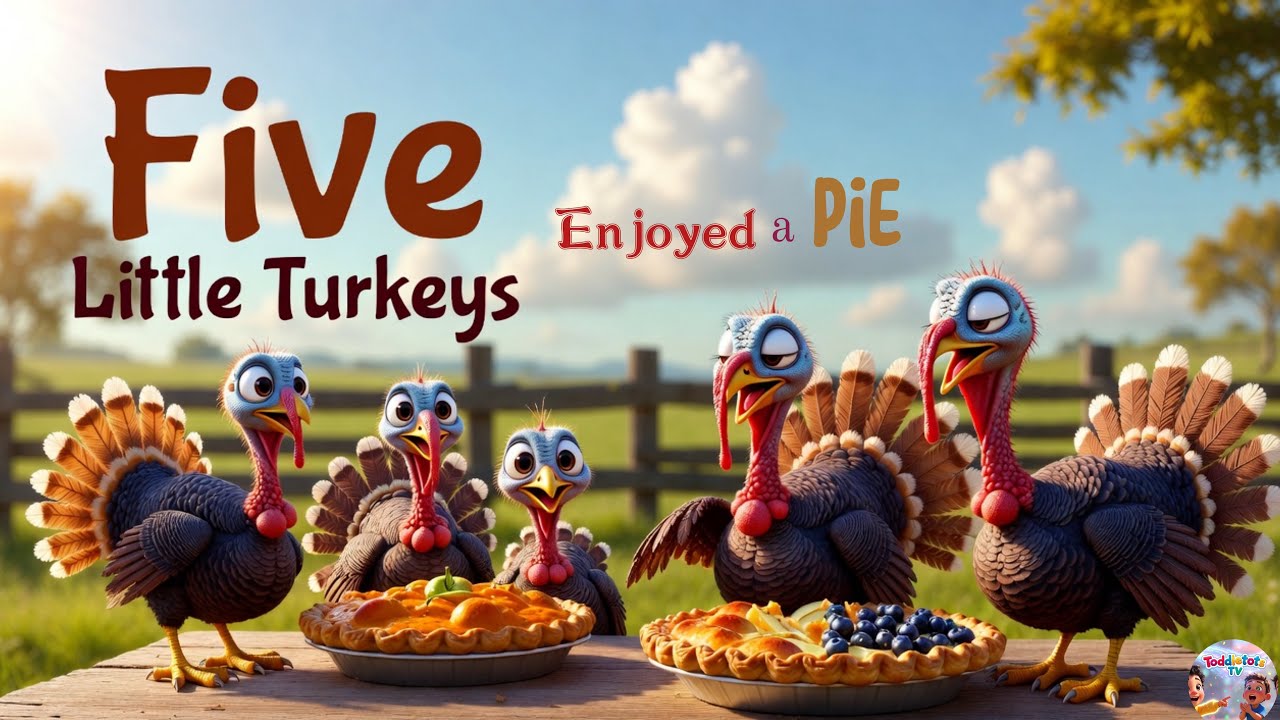 Five little Turkeys l Kids Rhymes l Thanksgiving l Nursery Rhymes l ...
