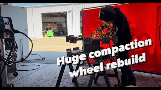 HUGE EXCAVATOR Compaction Wheel Rebuild
