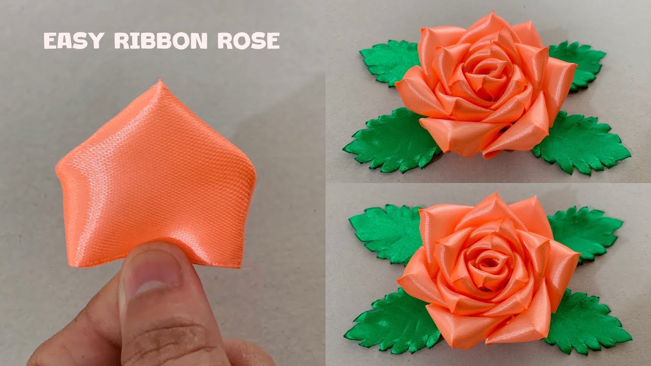 Como hacer una Rosa de cinta. Ribbon rose. 