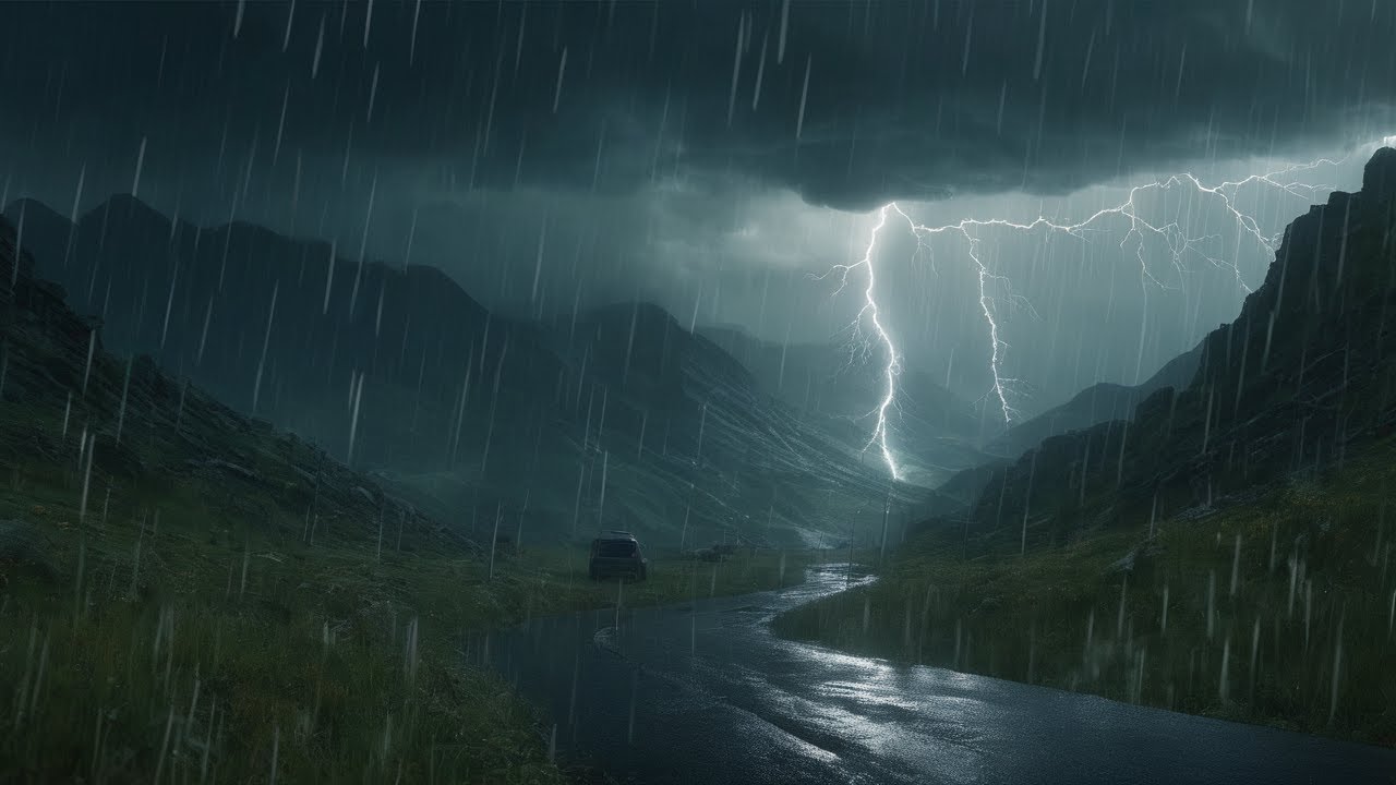 The sound of rain and thunder falling on the tourist area | Rain Sounds ...