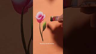 Simple Onestroke Rose bud #Monica'sVibrantstrokes #art #rose #onestroke