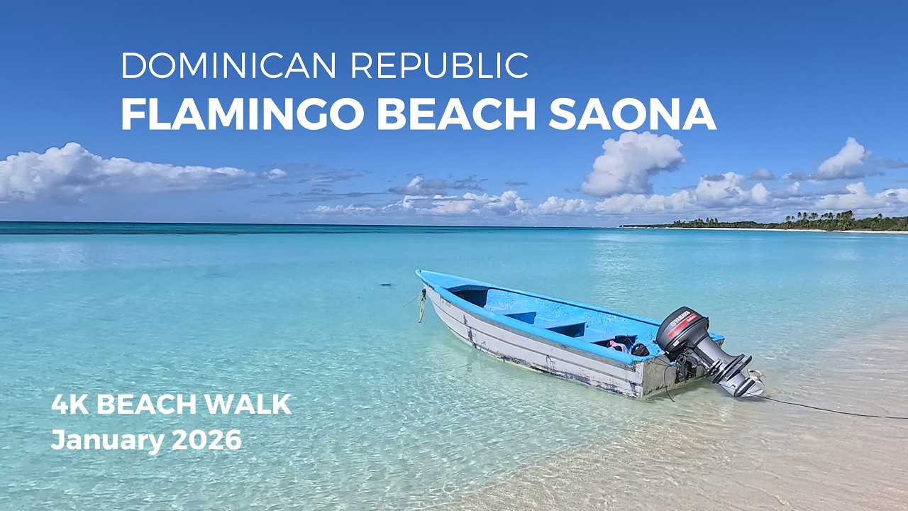 Dominican Republic, Playa de los Flamencos. Saona Island, 4K Beach Walk