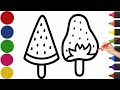 Happy Ice Cream Drawing, Painting and Coloring for Kids, Toddlers | Learn How to Draw Easy
