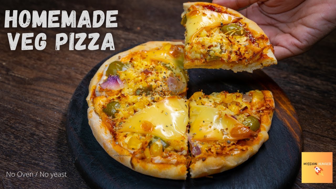 How to make homemade veg pizza without oven No yeast pizza Homemade