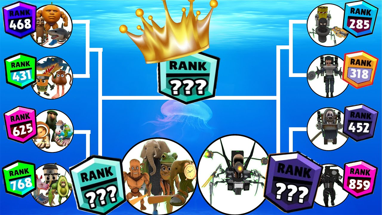 Skibidi toilet tournament brawl stars rank up Team Brainrot tung tung 3 vs 1 Team skibidi toilet