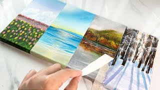 20 Minutes Relaxing 4 Seasons Landscape Painting \/ Acrylic Painting Tutorial