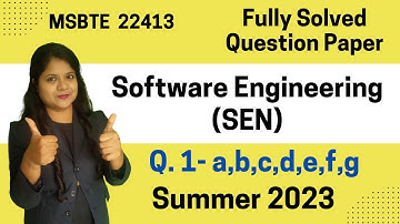 Fully Solved Software Engineering MSBTE-Summer 2023 Question Paper- Q. 1| Padho Engineering| SEN