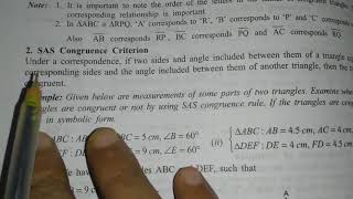Side-Angle-Side(SAS) congurence criterion. Chapter 7. Class 7.